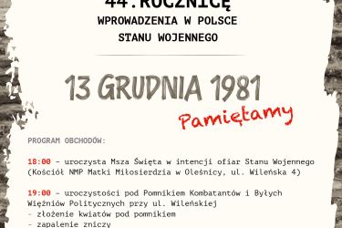 44. ROCZNICA WPROWADZENIA STANU WOJENNEGO